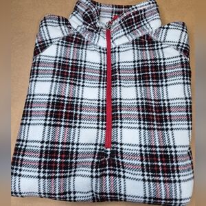 Eddie Bauer Black and Red Plaid Zip-Up Pullover  2435/525